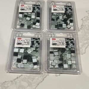 Glass Tile Sticker Set in Black and Gray lot of 4